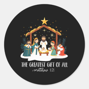 De Grootste Voor Alle Kerstmis Kribbe Jezus Christ Ronde Sticker