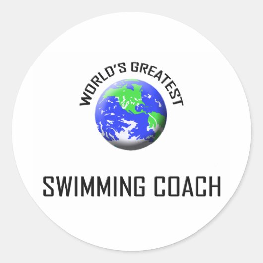 De grootste zwemcoach ter wereld ronde sticker (Voorkant)