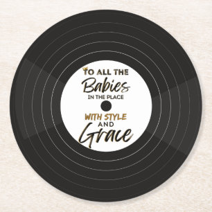 De grote 190's Hip Hop 1st verjaardag/Baby shower Ronde Kartonnen Onderzetter