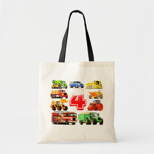De grote 4de Verjaardag van Vrachtwagens Tote Bag (Voorkant)
