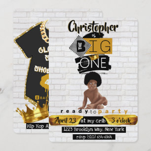 De grote  Afro Hip Hop Baby Retro Birthday Kaart