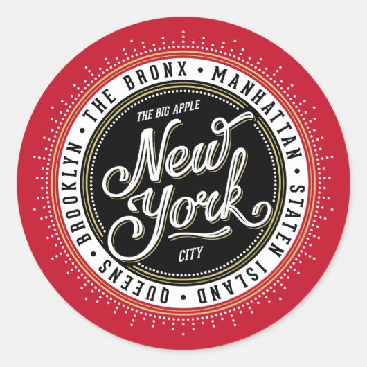 De grote Apple New York City Logo Ronde Sticker (Voorkant)