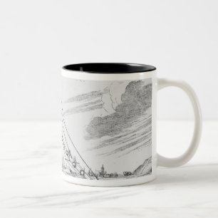 De grote astronomische telescoop tweekleurige koffiemok
