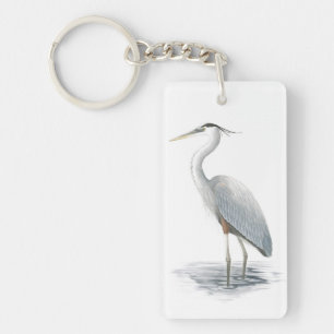 De grote Blauwe AcrylSleutelhanger van de Reiger Sleutelhanger