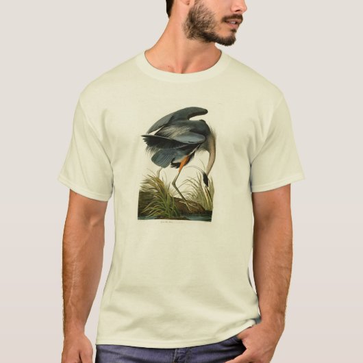 De Grote Blauwe Heron John Audubon Birds of Americ T-shirt (Voorkant)