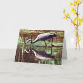 De grote Blauwe Verjaardag van de Reiger Kaart (Gele Bloem)