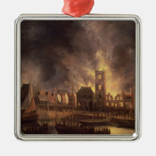 De grote brand in het oude stadhuis Amsterdam Metalen Ornament