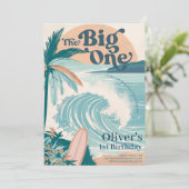 De grote ene Surf bloeit de eerste verjaardag Kaart (Staand voorkant)