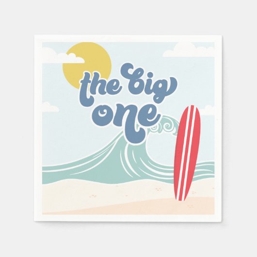 De grote ene Surf bloeit de eerste verjaardag Servet (Voorkant)