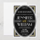 De Grote Gatsby Wedding Invitations van 1920 Kaart (Voorkant / Achterkant)