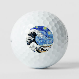 De Grote Golf bij Kanagawa in Sterrennacht Golfballen