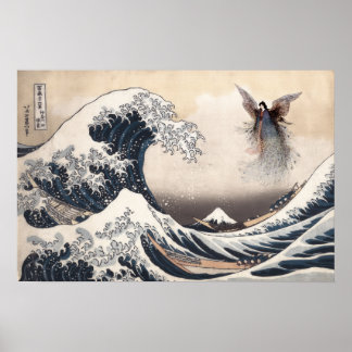 De Grote Golf bij Kanagawa met de Maanprinses Poster