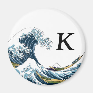 De Grote Golf bij Kanagawa: Monogram Initiaal Magneet