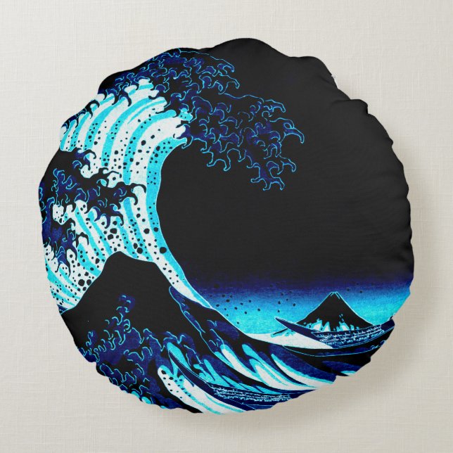 De Grote Golf Deep Blue Rond Kussen (Achterkant)