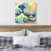 De Grote Golf, golf uit Kanagawa v2 Canvas Afdruk (Insitu (Slaapkamer))
