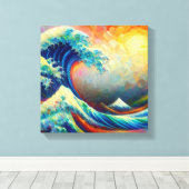 De Grote Golf, golf uit Kanagawa v4 Canvas Afdruk (Insitu (Houten vloer))