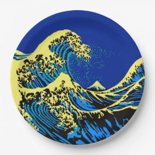 De grote Golf Hokusai in de Trillende Stijl van de Papieren Bordje