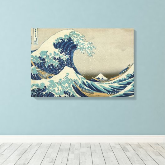 De Grote Golf van Hokusai, de Kunst van het Hout Canvas Afdruk (Insitu (Houten vloer))