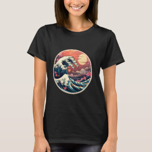 De Grote Golf van Japan Sunset Art Cherry Blossom T-shirt
