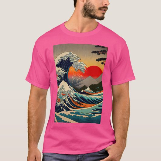 De Grote Golf van Kanagawa bij Dusk Active T-shirt (Voorkant)