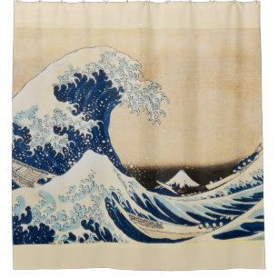De Grote Golf van Kanagawa door Hokusai Douchegordijn