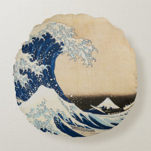 De Grote Golf van Kanagawa door Hokusai Rond Kussen