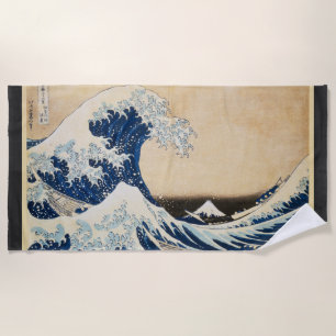 De Grote Golf van Kanagawa door Hokusai Strandlaken