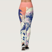 De grote golf van kanagawa- en palmbomen leggings (Achterkant)