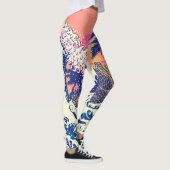 De grote golf van kanagawa- en palmbomen leggings (Rechts)