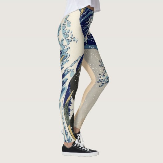 De Grote Golf van Kanagawa Hokusai Leggings (Rechts)