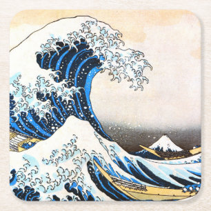 De Grote Golf van Kanagawa, Hokusai Vierkante Kartonnen Onderzetter