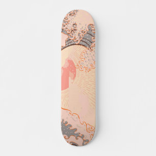 De grote golf van kanagawa in zonsopgang skateboard