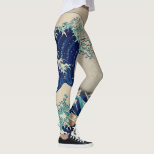 De grote golf van Kanagawa kunst Leggings