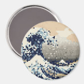 De grote golf van Kanagawa met 8 bits Pixel Art Magneet (Voorkant / Achterkant)