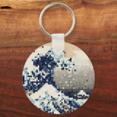 De grote golf van Kanagawa met 8 bits Pixel Art Sleutelhanger (Voorkant)