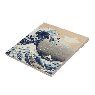 De grote golf van Kanagawa met 8 bits Pixel Art Tegeltje