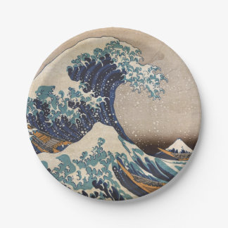 De Grote Golf van Kanagawa Papieren Bordje