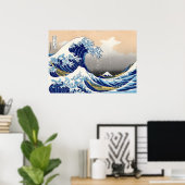 De Grote Golf van Kanagawa Poster (Thuiskantoor)