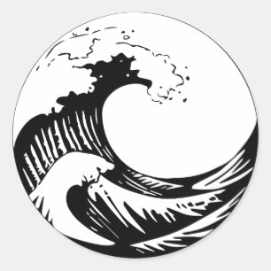 De Grote Golf van Kanagawa Ronde Sticker