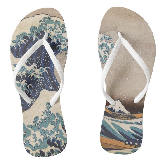 De Grote Golf van Kanagawa Teenslippers (Voetbed)