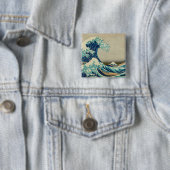 De Grote Golf van Kanagawa Vierkante Button 5,1 Cm (In situ)