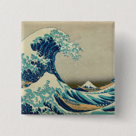 De Grote Golf van Kanagawa Vierkante Button 5,1 Cm