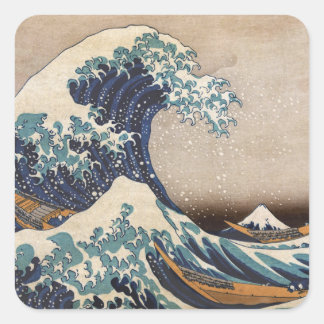 De Grote Golf van Kanagawa Vierkante Sticker