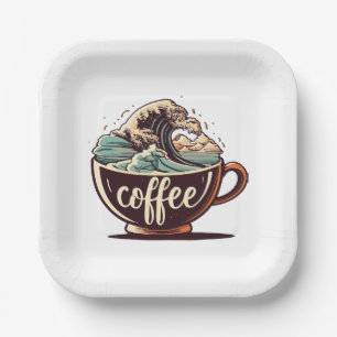 De Grote Golf Van Koffie Papieren Bordje
