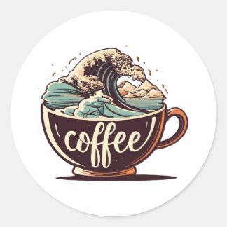 De Grote Golf Van Koffie Ronde Sticker