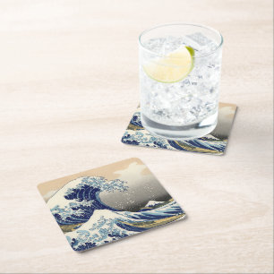 De Grote Golf voor Kanagawa Hokusai Vierkante Kartonnen Onderzetter