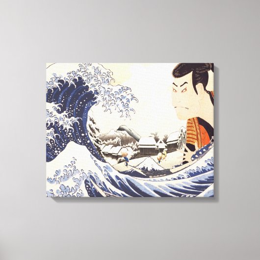 De Grote Golve Ukiyoe Collages Canvas Afdruk (Voorkant)