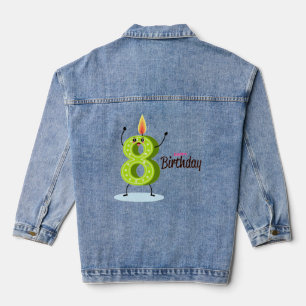 De grote groene nummer 8 met een gelukkige verjaar denim jacket