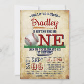 De grote honkbal op de eerste verjaardag kaart (Voorkant)