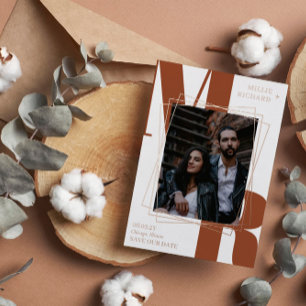 De grote Initialen van de Rust Moderne Foto sparen Folie Uitnodiging